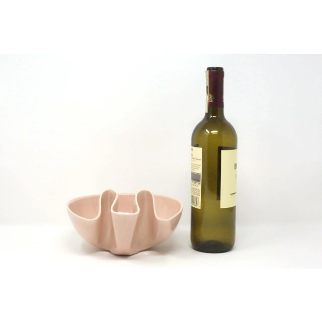 1970's Pink Handmade Ceramic Folded Bowl by Schwarzwald Pottery For Sale - Image 9 of 10