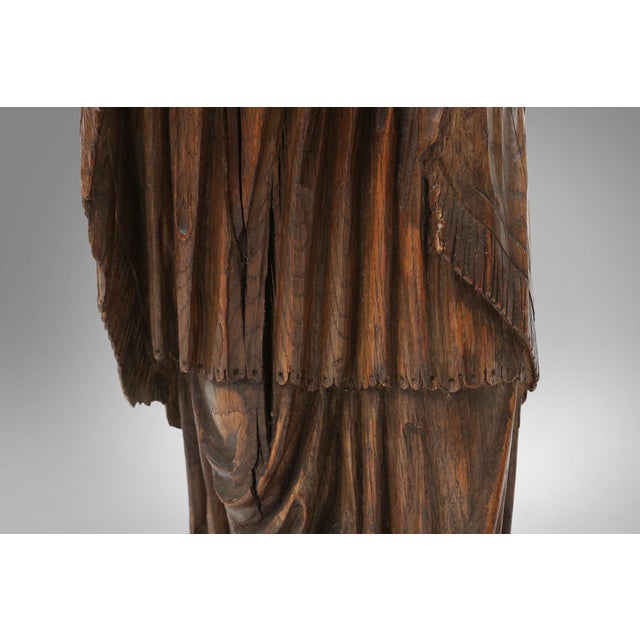 French Artist, Antique Statue of Saint Eligius, 1500s, Wood For Sale - Image 12 of 18