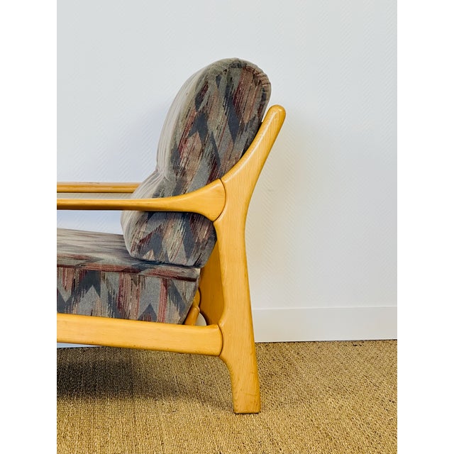 Vintage Chair in Beech and Geometric Fabric, 1970 For Sale - Image 18 of 18