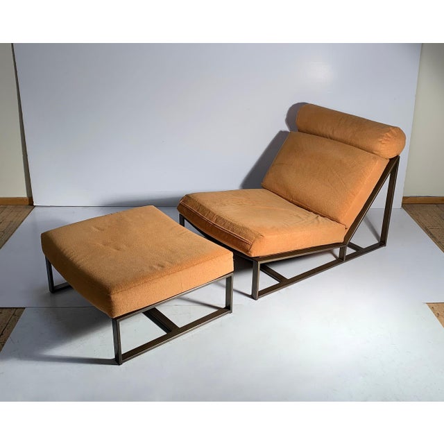 Mid 20th Century Early Rare Vintage Milo Baughman "Armless" Architectural Bronze Lounge Chair For Sale - Image 5 of 7