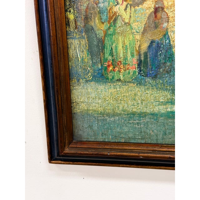 Wood Signed Original Ettore Caser (1880-1944) Early 20th Century Oil Painting Rare For Sale - Image 7 of 12