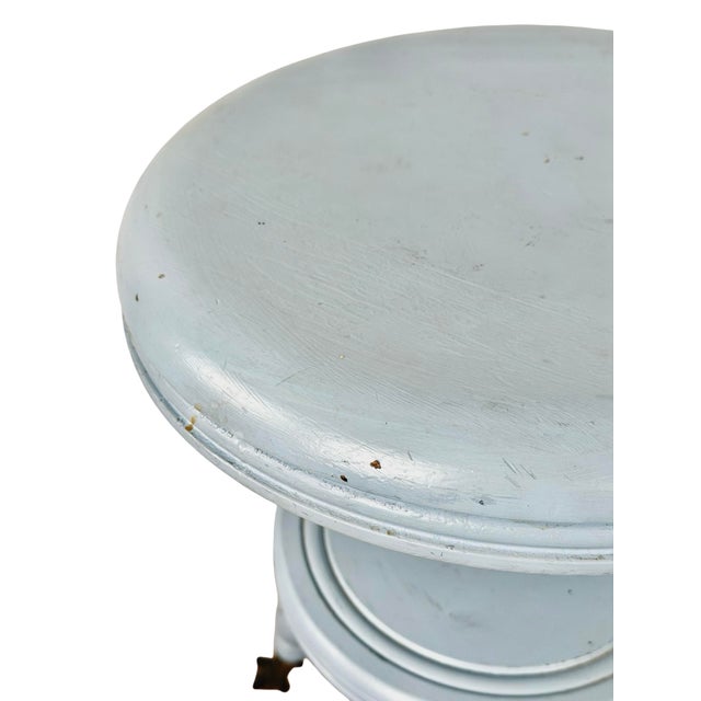 Victorian Adjustable Piano Stool in Powder Blue Paint, Claw & Glass Ball Feet For Sale - Image 9 of 17