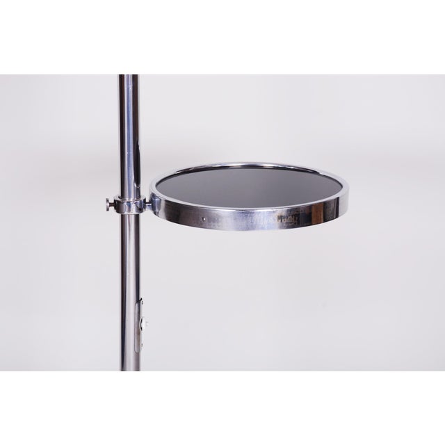 Czech Bauhaus Floor Lamp in Chrome, Steel and Opaline Glass, 1930s For Sale - Image 6 of 9