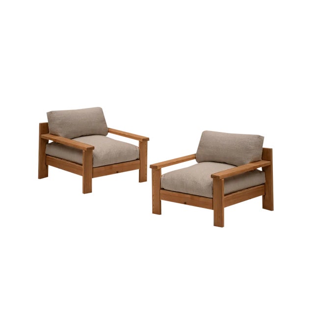 Set of Mid-Century Modern Minimalistic Armchairs in Natural Wood, Italy, 1970s For Sale