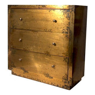 Brass Clad Chest of Drawers For Sale