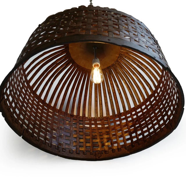 Industrial Industrial Iron Basket Cage Farmhouse Pendant Light For Sale - Image 3 of 9