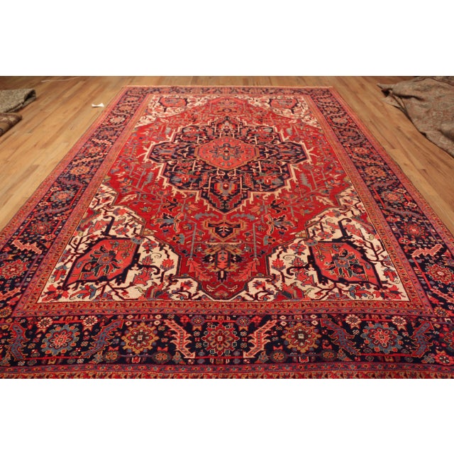 Traditional Nazmiyal Collection Antique Persian Heriz Rug For Sale - Image 3 of 8
