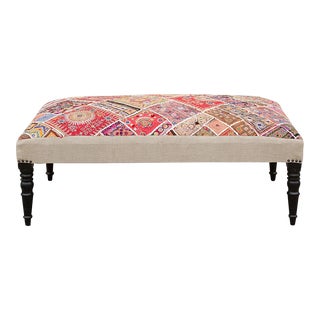 Rose Indian Tapestry Ottoman For Sale