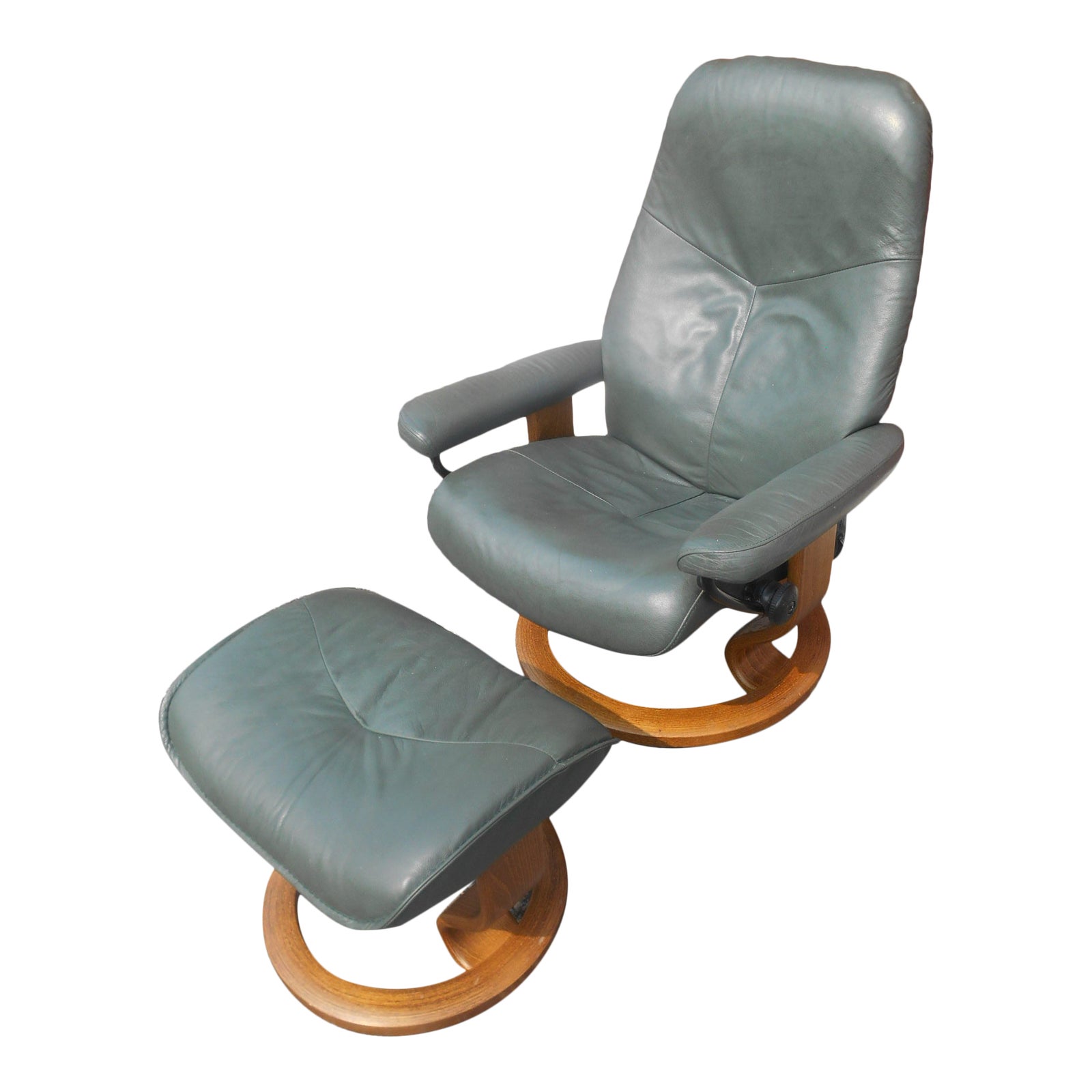 Ekornes Stressless Leather Adjustable Recliner Chair and Ottoman Chairish