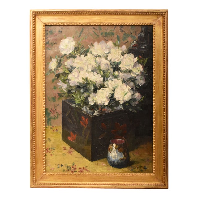 Willy Van Riet, Flowers Vase, 1923, Oil Painting on Canvas, Framed For Sale