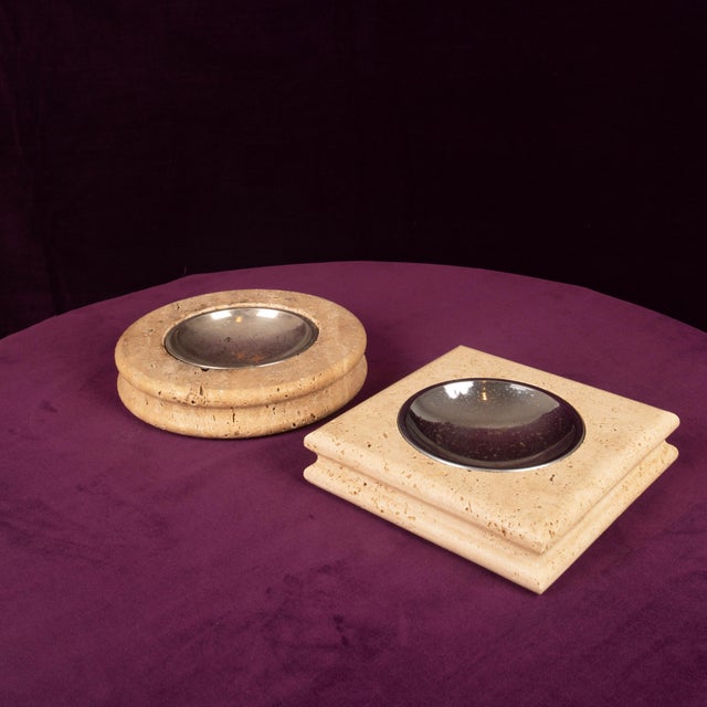 Vintage Italian Travertine Ashtrays, 1970, Set of 2 For Sale - Image 15 of 18
