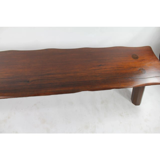 1950s 1950s Vintage Brown Rustic Bench For Sale - Image 5 of 8