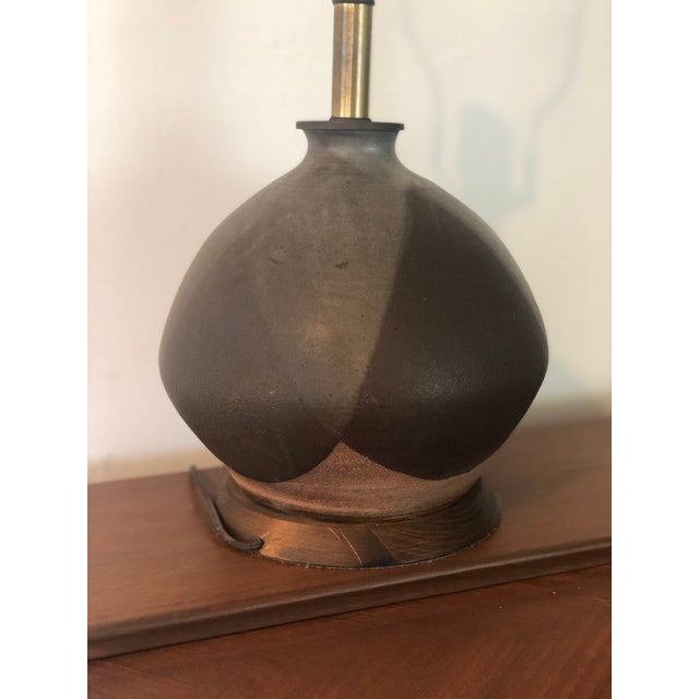Vintage Mid-Century Large Flame Glaze Studio Pottery Lamp For Sale In Los Angeles - Image 6 of 11