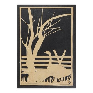 Vintage Rustic Paper Cutout of Geese For Sale