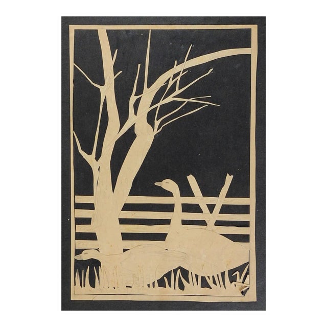 Vintage Rustic Paper Cutout of Geese For Sale
