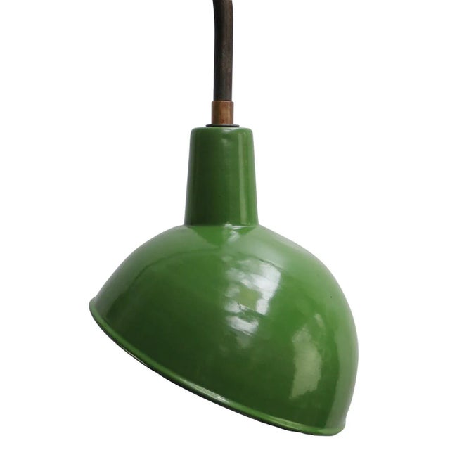 Vintage French Industrial Green Enamel Wall Light For Sale - Image 4 of 7