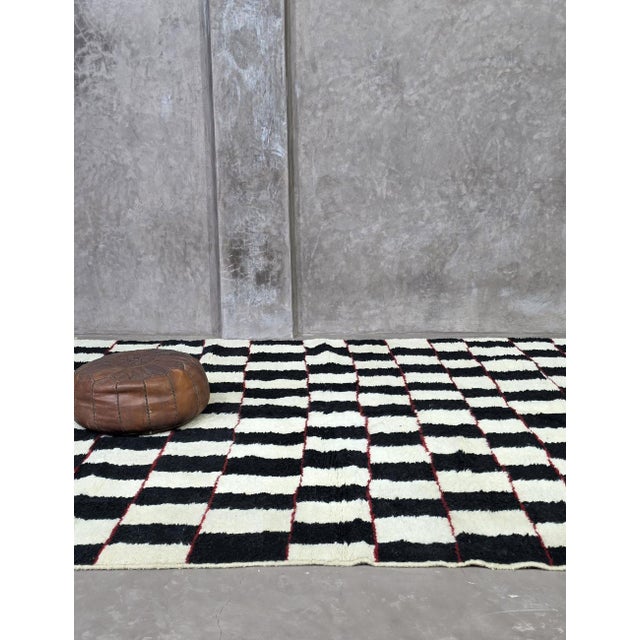 Black Checkered Moroccan Wool Rug - 10 X 8.2 Ft For Sale - Image 8 of 8