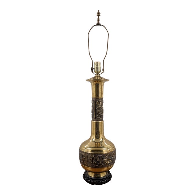 Mid 20th Century Hollywood Regency Asian Brass Table Lamp For Sale