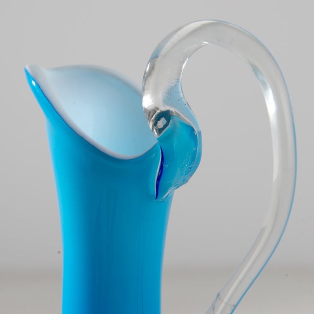 1960s 1960s Italian Blue Glass Jug For Sale - Image 5 of 18