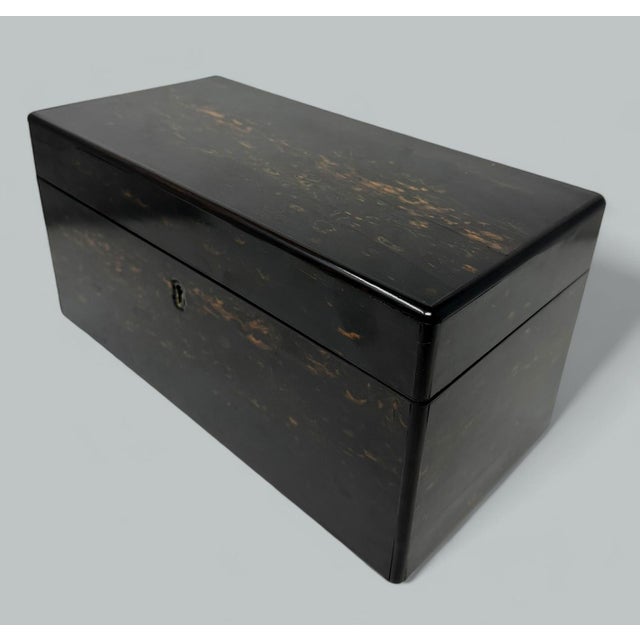 Antique English Coromandel Wooden Double Tea Caddy by Thomas Lund 19th Century For Sale - Image 6 of 9