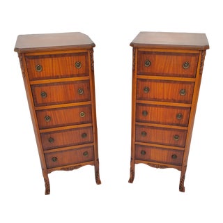 Pair French Style Tall Night Stands / End Tables / Jewelry or Lingerie Chests For Sale