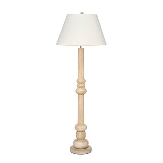 Augustine Floor Lamp, White Washed Wood For Sale