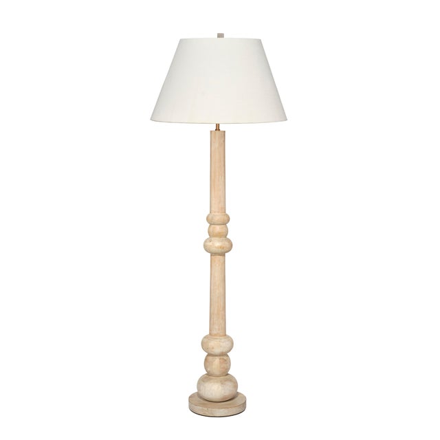 Augustine Floor Lamp, White Washed Wood For Sale