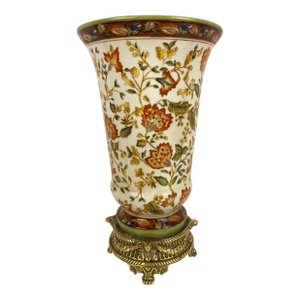 French Louis XVI Style Crackled Porcelain Vase Mounted on Bronze, Dated 1896