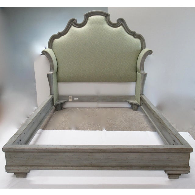 C.1993-98 Custom Century Furniture "Caperana" Queen Size Platform Framed Bed With Upholstered Headboard For Sale - Image 13 of 13