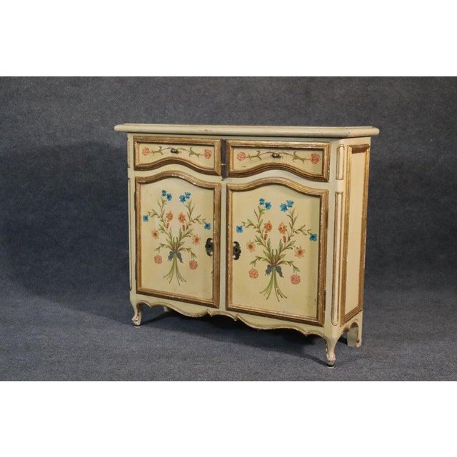 Paint Decorated Continental Italian Foyer Cabinet Console Table Buffet For Sale - Image 9 of 11