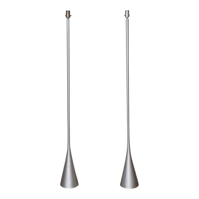1980s Pascal Mourgue for Ligne-Roset Cast Aluminum Floor Lamps - a Pair For Sale