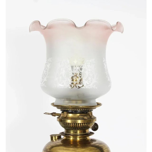 Copper Antique Edwardian Ormolu Gilt Bronze Standard Oil Lamp, 1890s For Sale - Image 8 of 12