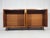 Chestnut Pair of Vintage Original Mid-Century Modern Walnut Finish All Wood Display Cabinets With Adjustable Shelves and Sliding Wire Glass Doors For Sale - Image 8 of 18