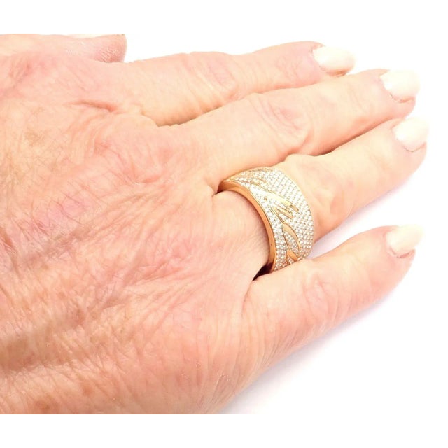 Chopard Chopardissimo 18k Yellow Gold Pave Diamond Signature Band Ring Box Paper For Sale - Image 9 of 11