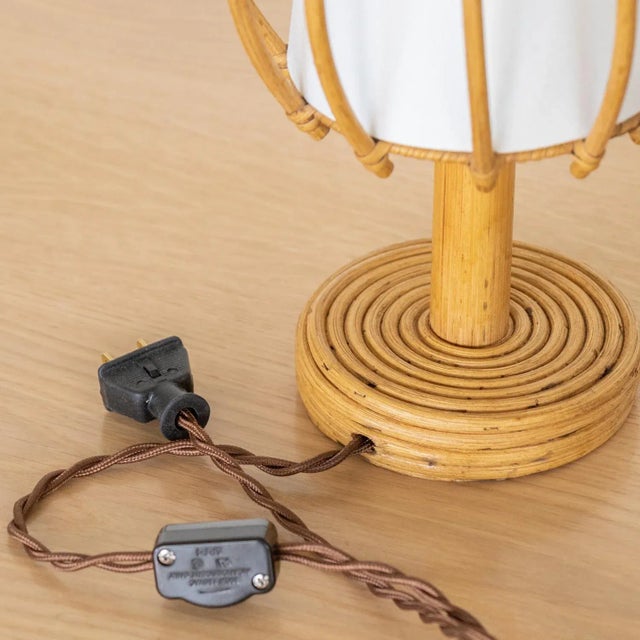 Brown 1960s French Rattan Orb Table Lamp For Sale - Image 8 of 9