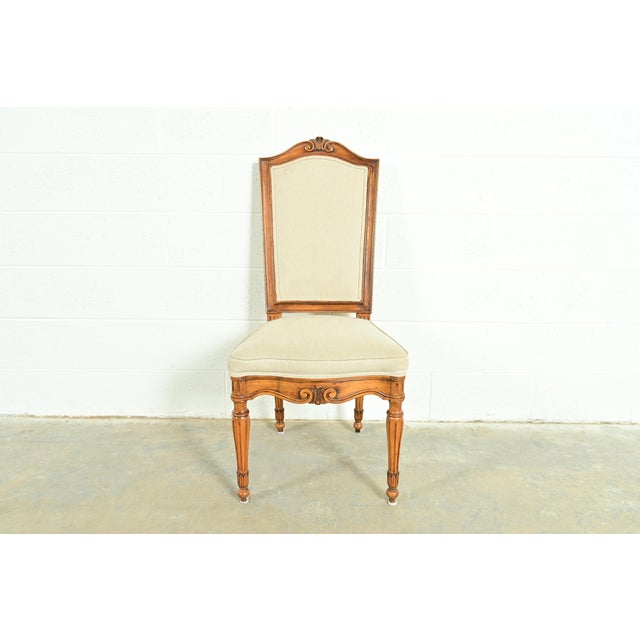 Wood Baker Furniture Style French Regency Louis XVI Carved Walnut Dining Chairs, Set of Six For Sale - Image 7 of 14