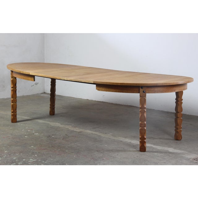1970s Vintage Danish Oval Oak Dining Room Table in the style of H. Kjærnulf, 1960s For Sale - Image 5 of 12