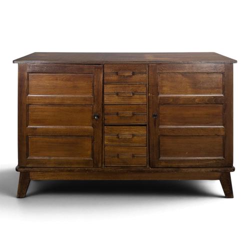 Wood Vintage Oak Sideboard with Central Drawers, 1940s For Sale - Image 7 of 7