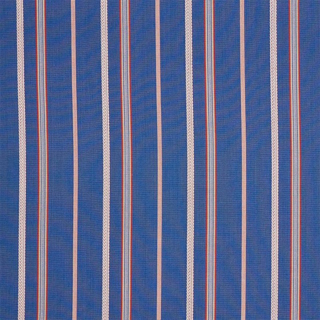 Sample- Schumacher Kayenta Stripe Fabric in Blue For Sale