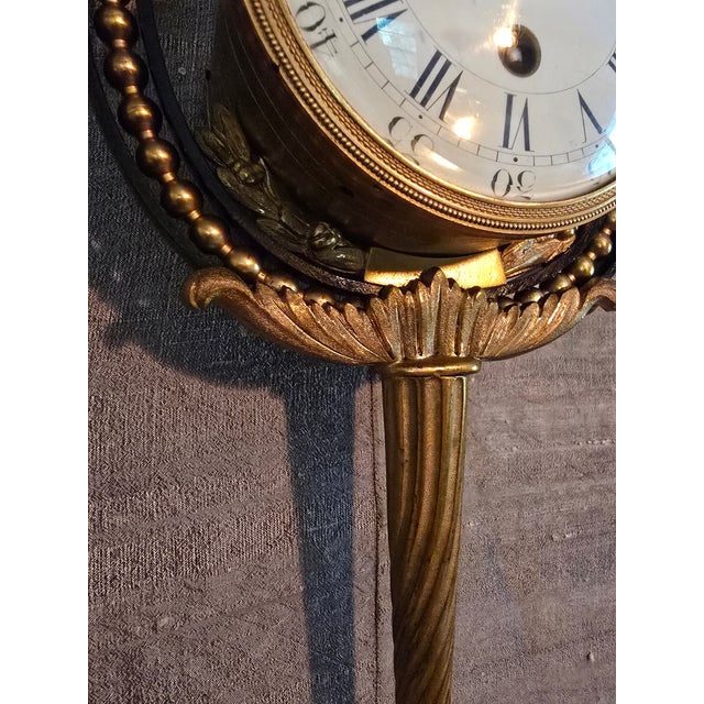 Traditional Antique French Empire Gilt Bronze Ormolu Wall Clock For Sale - Image 3 of 17