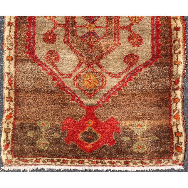 Textile Vintage Turkish Oushak Rug With Taupe Medallion and Rich Brown Field For Sale - Image 7 of 11
