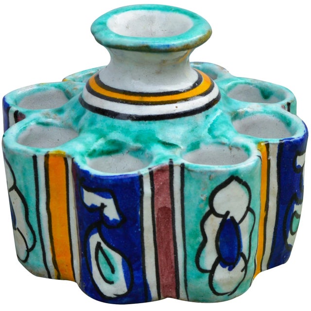 Colorful Moroccan Ceramic Catchall For Sale - Image 4 of 9