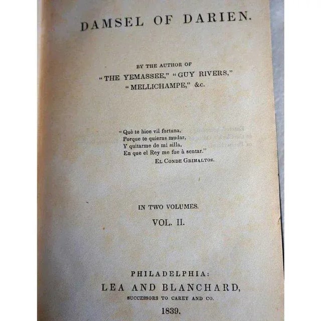 American 19th Century Damsel of Darien Vol. II by William Gilmore Simms Book For Sale - Image 3 of 4