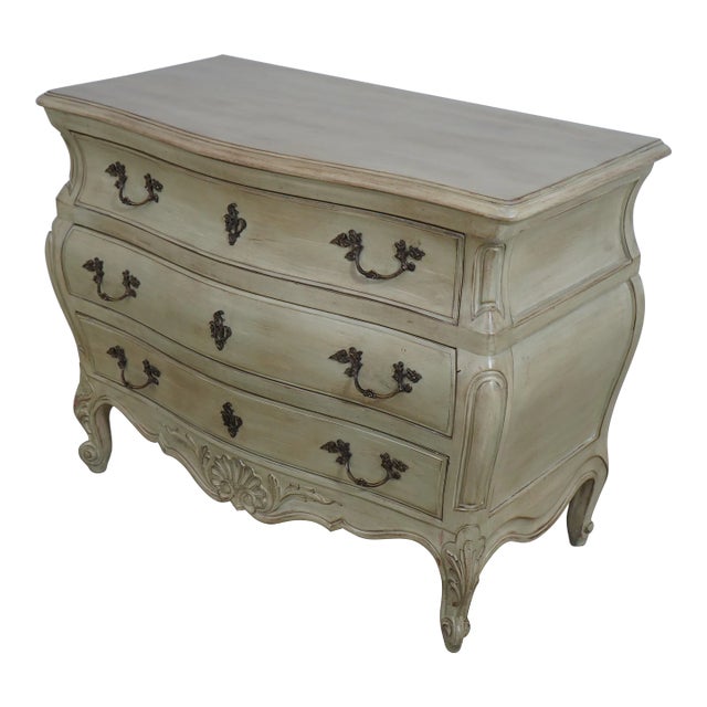 French Style Green Painted Finish Commode Chest For Sale