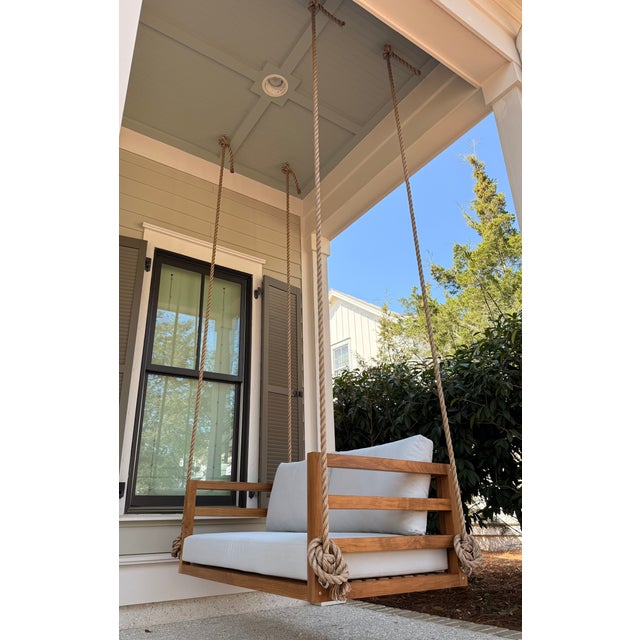 2020s Modern Coastal Teak Swing Bed – Del Mar For Sale - Image 5 of 10