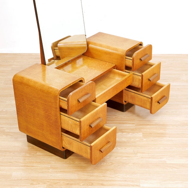 1950s 1950s Light Oak Vanity by Ton For Sale - Image 5 of 9