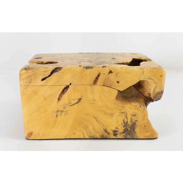 We are offering this stylish late 20th century carved box. This box has light colored burlwood body, we're unsure of the...