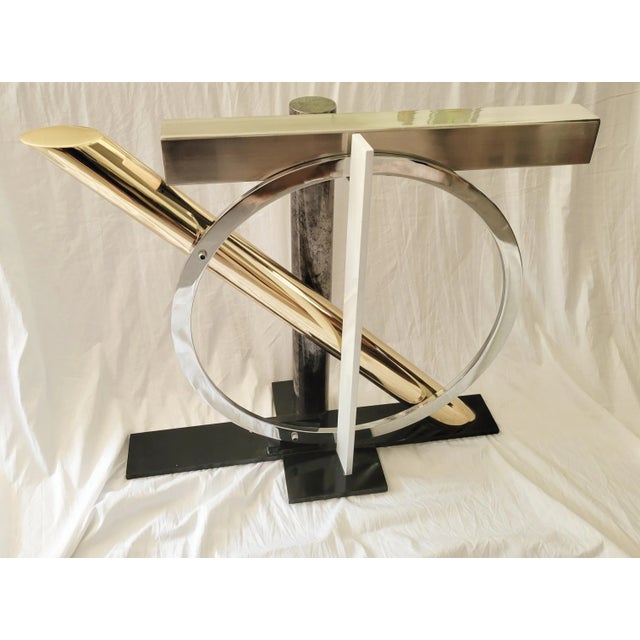 Postmodern Abstract Console Table Base designed by Kaizo Oto for Design Institute of America. Unique base consists mixed...