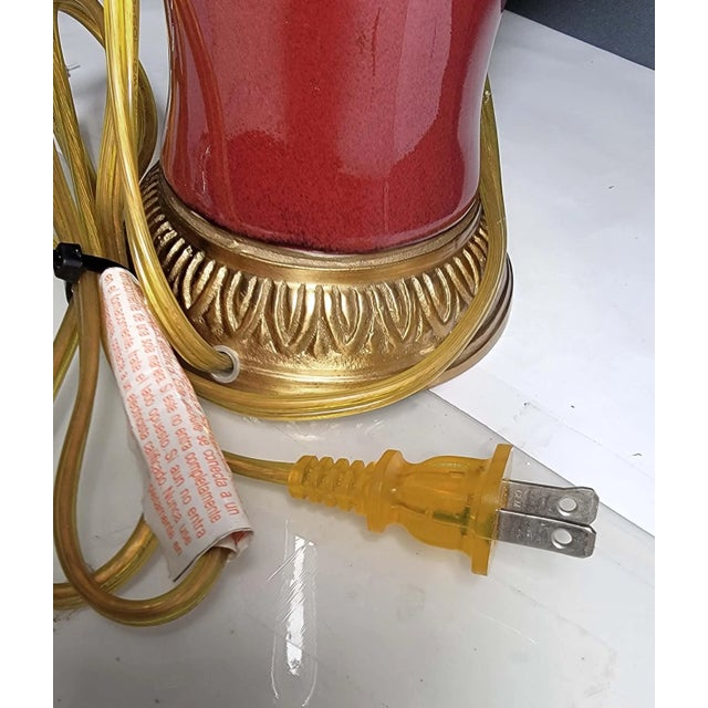 Oxblood Porcelain Ginger Jar Handled Table Lamp For Sale - Image 10 of 11