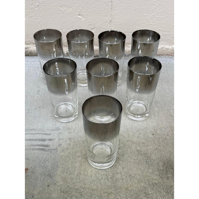 1980s Vintage Dorothy Thorpe Style Barware, Highball Glasses And Ice Bucket In Caddy - 10 Pieces For Sale - Image 5 of 11